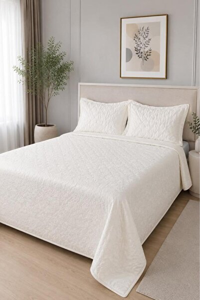 Çeyiz Diyarı Secret Fiber Filled Double 240X260 cm Bedspread Cream