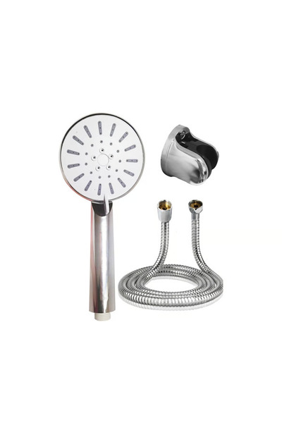 Generic Brand 4-Stage Cream Shower Set, Hand Shower Head, Spiral Hose and Wall Mount