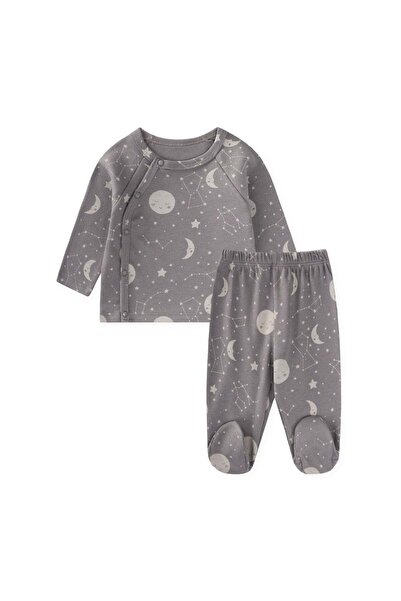 Cigit Patterned Footed Set 0-9 Months Gray
