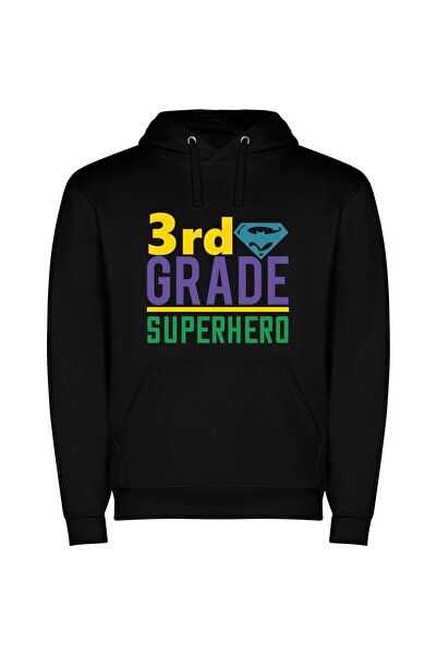 iLovePrints Grade Three Superpower Φούτερ με κουκούλα σε χρώμα Μαύρο