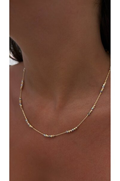 Glowisters Jewelry Kadın Üç Renkli Dorika Kolye - Çelik Üzeri 14K Altın Kapla...