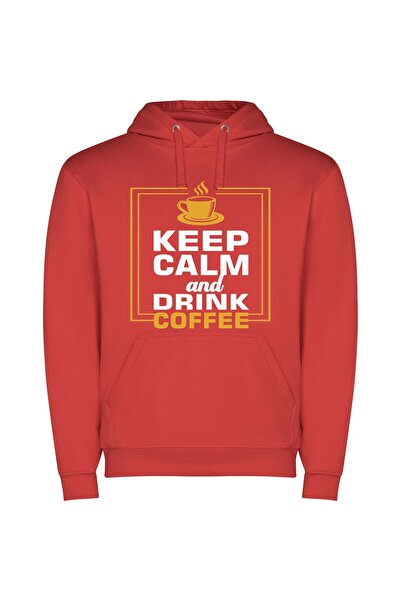 iLovePrints Caffeine Craze: HQ Print! Φούτερ με κουκούλα σε χρώμα Κόκκινο