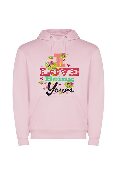 iLovePrints Blossoming Love, Forever Yours Φούτερ με κουκούλα σε χρώμα Ροζ