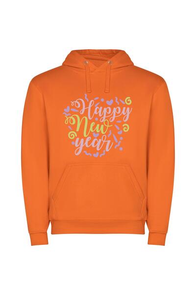 iLovePrints Joyful New Year Delights Φούτερ με κουκούλα σε χρώμα Πορτοκαλί