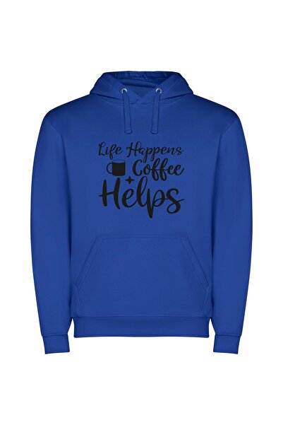 iLovePrints Brewing Life's Coffee Solutions Φούτερ με κουκούλα σε χρώμα Μπλε