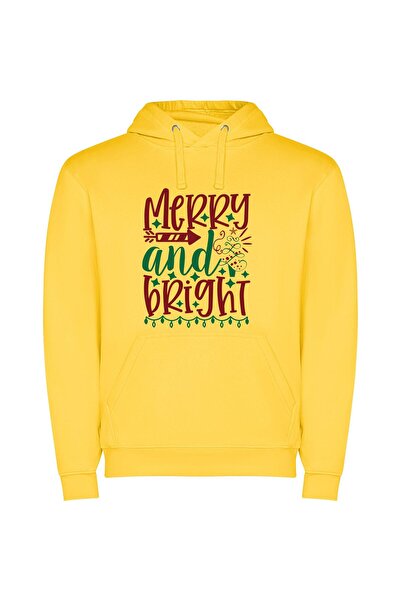 iLovePrints Joyful Arrow Christmas Card Φούτερ με κουκούλα σε χρώμα Κίτρινο