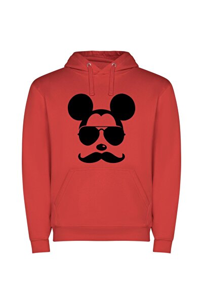 iLovePrints Mickey's Cool Disguise Φούτερ με κουκούλα σε χρώμα Κόκκινο
