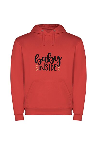 iLovePrints Baby Cosmos: Glowing Birth Φούτερ με κουκούλα σε χρώμα Κόκκινο