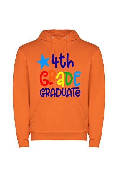 iLovePrints Vibrant 4th Grade Success Φούτερ με κουκούλα σε χρώμα Πορτοκαλί