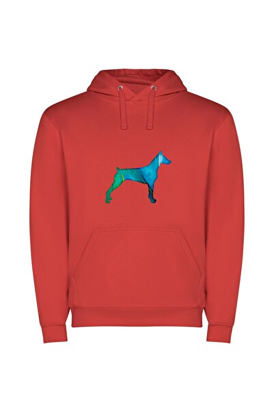 iLovePrints Colorful Canine Creations Φούτερ με κουκούλα σε χρώμα Κόκκινο