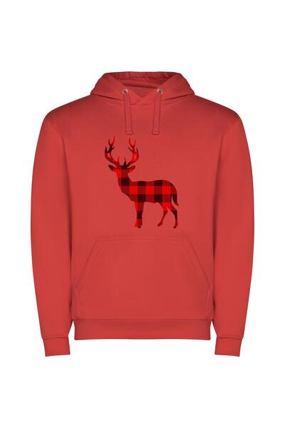 iLovePrints Plaid Deer Silhouette: Chic & Elegant Φούτερ με κουκούλα σε χρώμα...