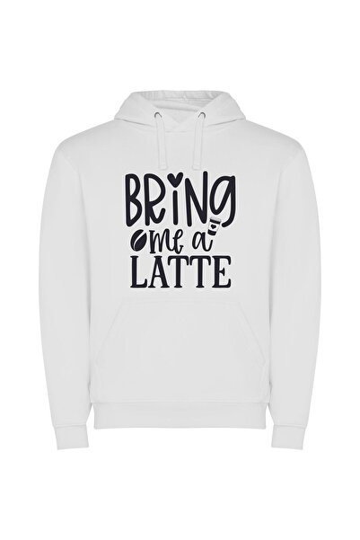 iLovePrints Latte Love: Aesthetic Elegance Φούτερ με κουκούλα σε χρώμα Λευκό