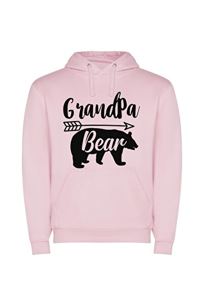 iLovePrints Stencil Bear, Grandpa's Pride Φούτερ με κουκούλα σε χρώμα Ροζ
