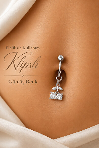 Sacce Scarves&Accessories Çift Tektaş Kiraz Klipsli Göbek Piercingi Deliksiz ...