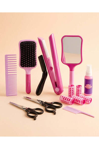 REDTAG Assorted Hair Saloon Hair Straightener Set (13 Pcs) For Girls Toys