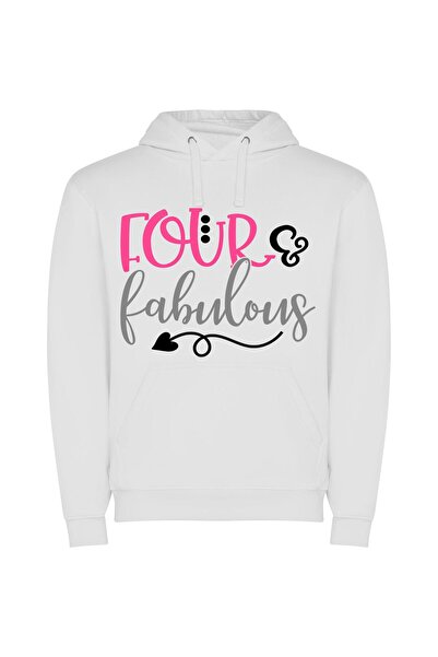 iLovePrints Fabulous Four Enigma Φούτερ με κουκούλα σε χρώμα Λευκό