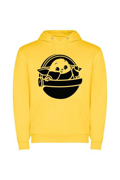 iLovePrints Bowl Baby Yoda Delight Φούτερ με κουκούλα σε χρώμα Κίτρινο