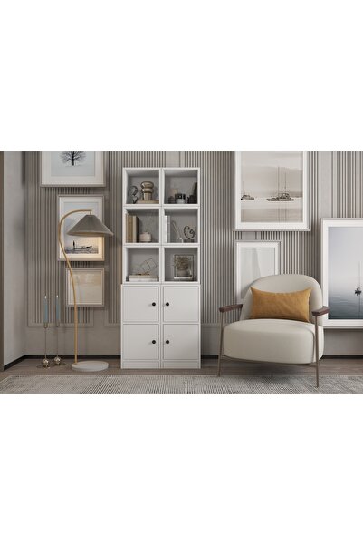 Vivense LEKSA 4 KAPAKLI RAFLI KİTAPLIK 65 CM BEYAZ KTP-1284-Ç