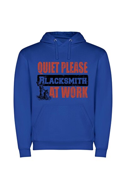 iLovePrints Inspired Blacksmith: Product Design Φούτερ με κουκούλα σε χρώμα Μπλε