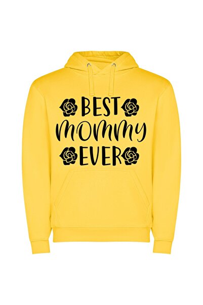 iLovePrints Elegant Mommy Masterpiece Φούτερ με κουκούλα σε χρώμα Κίτρινο