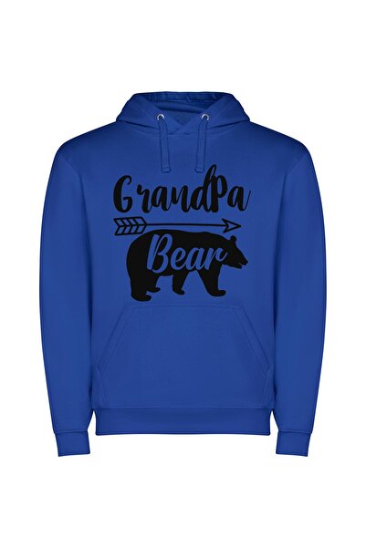 iLovePrints Stencil Bear, Grandpa's Pride Φούτερ με κουκούλα σε χρώμα Μπλε