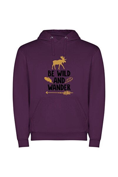 iLovePrints Majestic Moose: Untamed Visions Φούτερ με κουκούλα σε χρώμα Μωβ