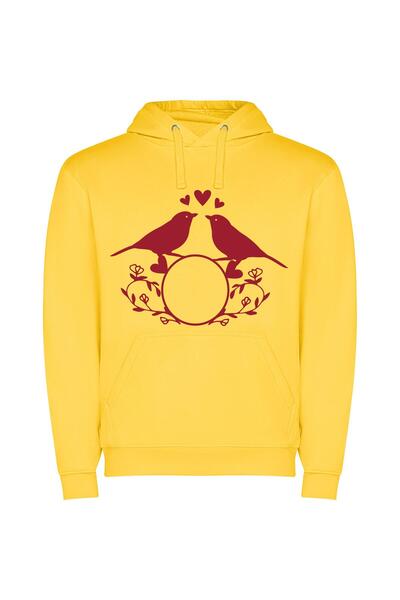 iLovePrints Rococo Lovebirds' Delight Φούτερ με κουκούλα σε χρώμα Κίτρινο