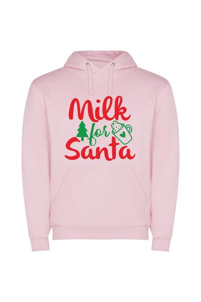 iLovePrints Merry Milk for Santa Φούτερ με κουκούλα σε χρώμα Ροζ