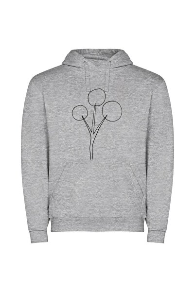 iLovePrints Whimsy in White: Floral Sketch Φούτερ με κουκούλα σε χρώμα Γκρι