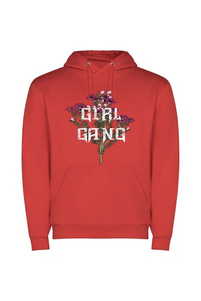 iLovePrints Blossom Gang Couture Φούτερ με κουκούλα σε χρώμα Κόκκινο