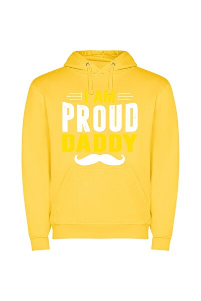 iLovePrints Daddy Energy Style Φούτερ με κουκούλα σε χρώμα Κίτρινο