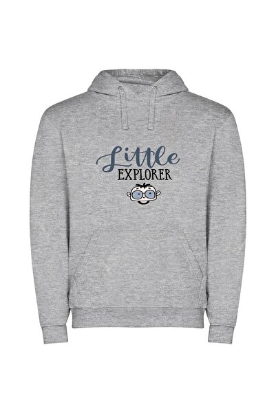iLovePrints Adventurous Little Explorers Φούτερ με κουκούλα σε χρώμα Γκρι