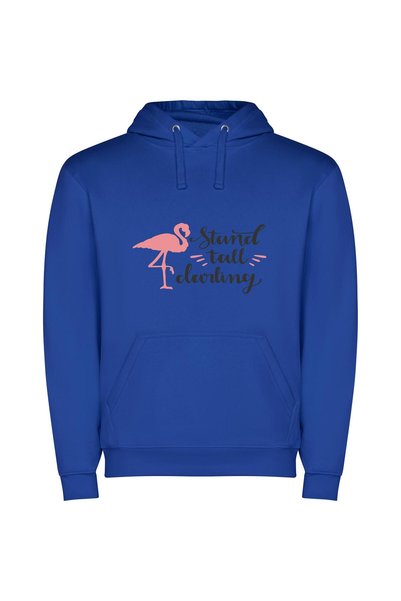 iLovePrints Elegant Flamingo Pose Φούτερ με κουκούλα σε χρώμα Μπλε