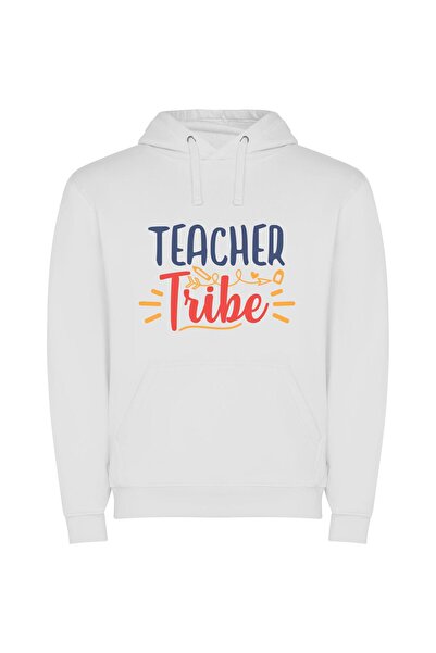 iLovePrints YumTribes: Old School Teacher Φούτερ με κουκούλα σε χρώμα Λευκό