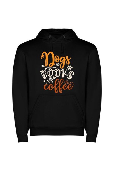 iLovePrints Books & Brew: Canine Aesthetic Φούτερ με κουκούλα σε χρώμα Μαύρο