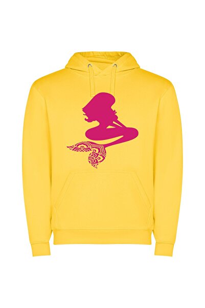 iLovePrints Pink Silhouette Blossom Φούτερ με κουκούλα σε χρώμα Κίτρινο