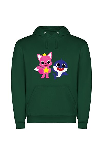 iLovePrints Cartoon Animal Fiesta Φούτερ με κουκούλα σε χρώμα Πράσινο