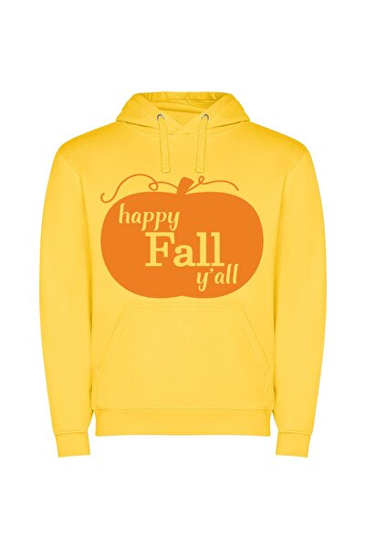 iLovePrints Festive Fall Fun Φούτερ με κουκούλα σε χρώμα Κίτρινο