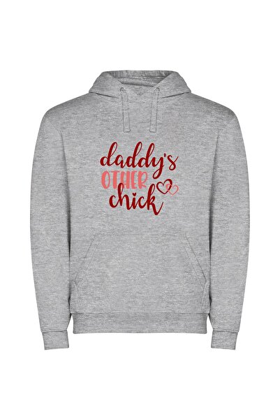 iLovePrints Daddy's Elegant Handwritten Title Φούτερ με κουκούλα σε χρώμα Γκρι