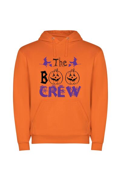 iLovePrints Spooky Halloween Pumpkin Tower Φούτερ με κουκούλα σε χρώμα Πορτοκαλί