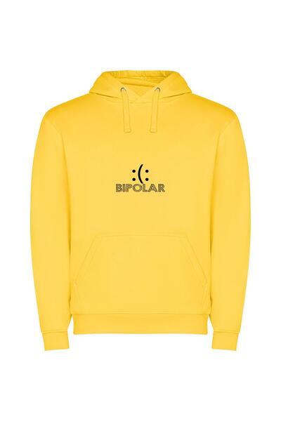 iLovePrints Bipolar Mono Logo Vibe Φούτερ με κουκούλα σε χρώμα Κίτρινο