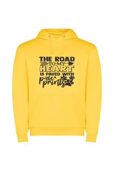 iLovePrints Paws on My Path Φούτερ με κουκούλα σε χρώμα Κίτρινο