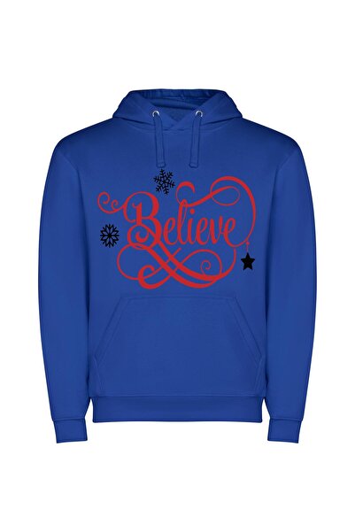 iLovePrints Festive Snowflake Stardom! Φούτερ με κουκούλα σε χρώμα Μπλε