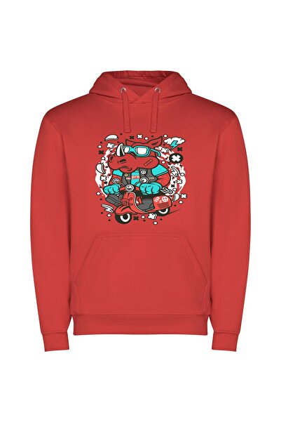 iLovePrints StreetWear Scooter Style Φούτερ με κουκούλα σε χρώμα Κόκκινο