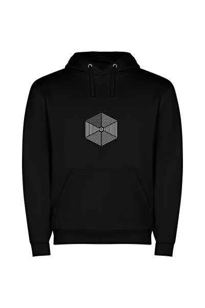 iLovePrints Monochrome Symmetrical Minimalism Φούτερ με κουκούλα σε χρώμα Μαύρο