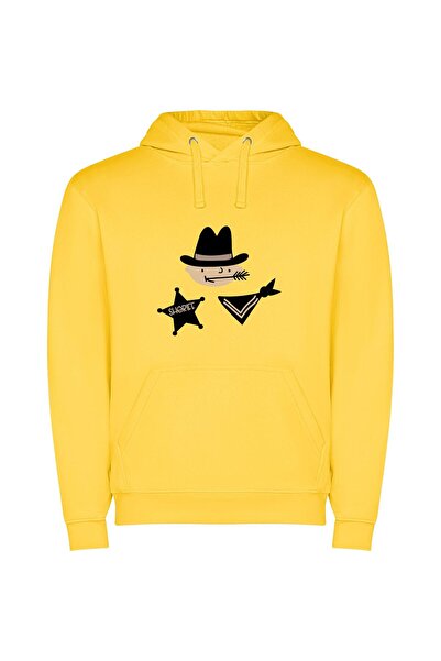 iLovePrints Western Noir's Hat Scout Φούτερ με κουκούλα σε χρώμα Κίτρινο
