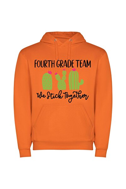 iLovePrints Cacti United: Fourth Grade Φούτερ με κουκούλα σε χρώμα Πορτοκαλί