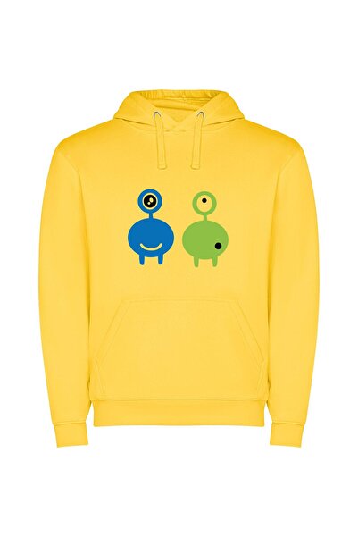 iLovePrints Colorful Creature Collab Φούτερ με κουκούλα σε χρώμα Κίτρινο