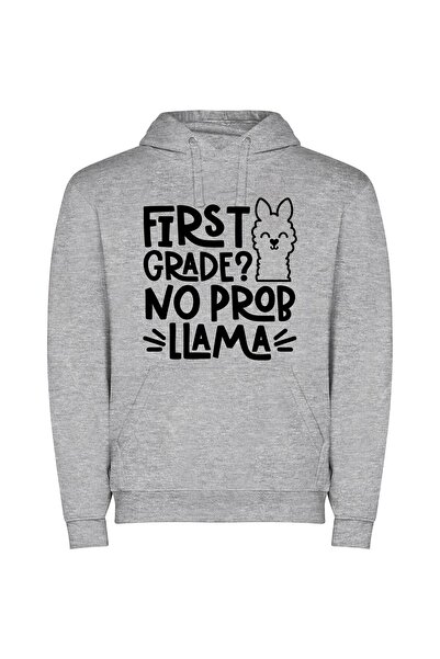 iLovePrints Grade A Llama Art Φούτερ με κουκούλα σε χρώμα Γκρι