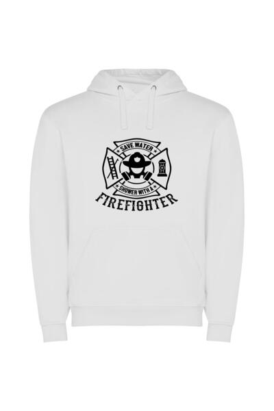 iLovePrints Water-saving Hero Emblem Φούτερ με κουκούλα σε χρώμα Λευκό